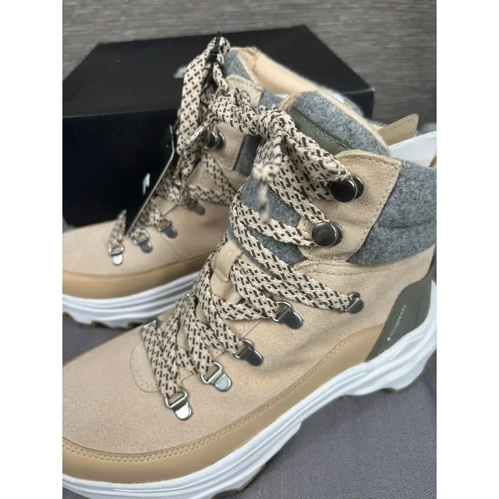 Sorel Kinetic Breakthru Conquest Boots Womens Size 10.5 Beige Waterproof Winter